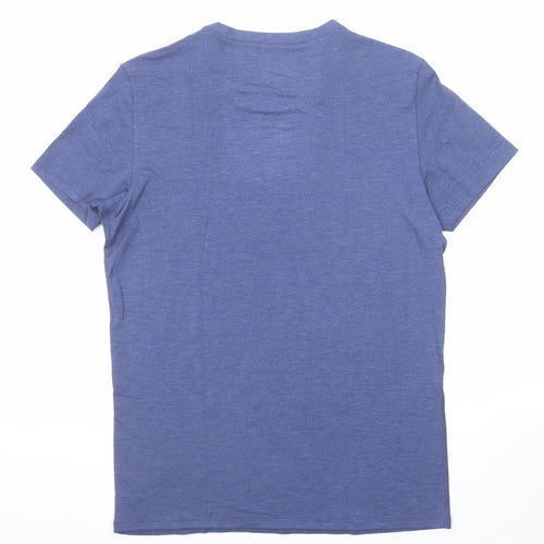 Marks and Spencer Mens Blue Polyester T-Shirt Size M Round Neck