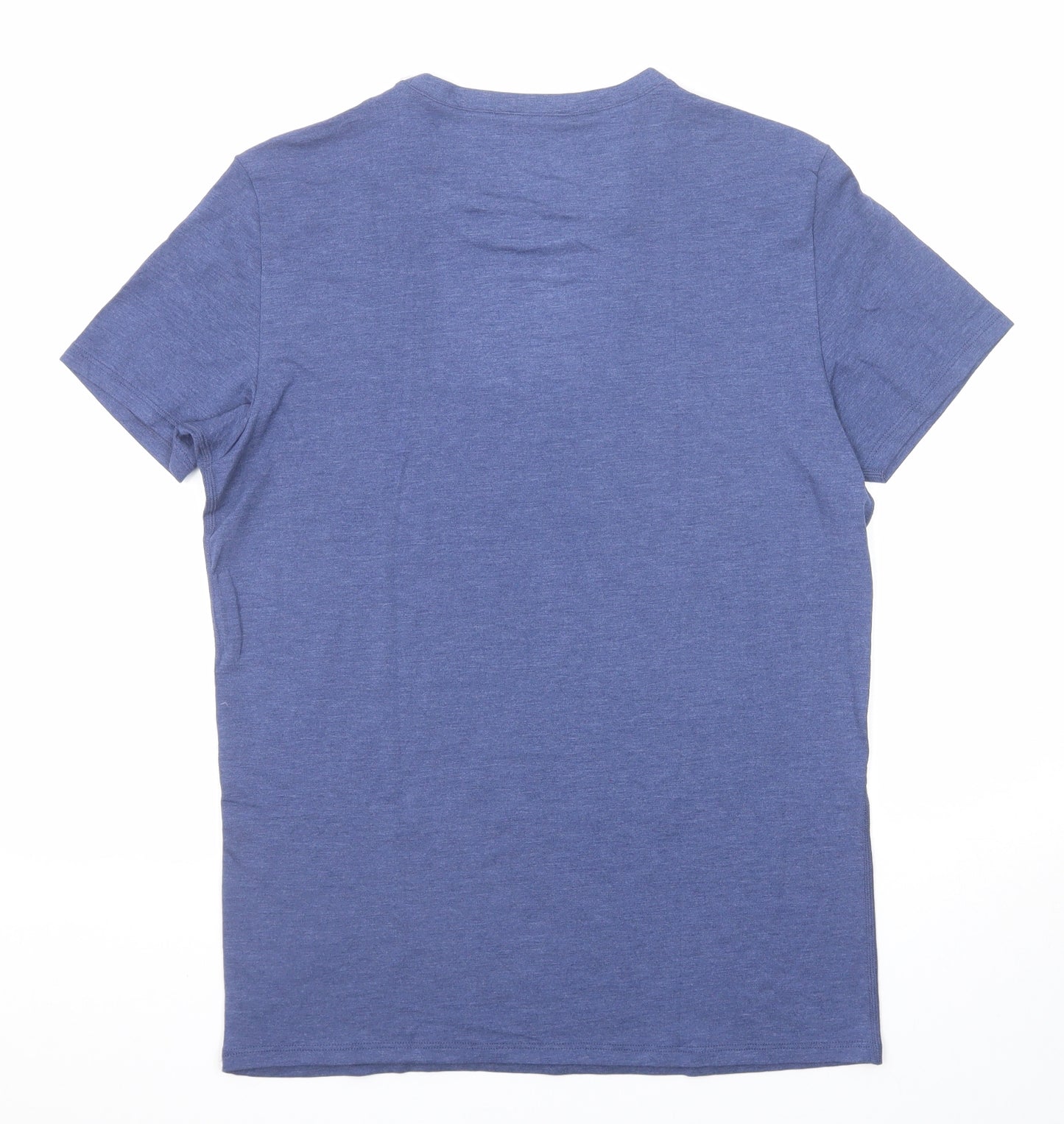 Marks and Spencer Mens Blue Polyester T-Shirt Size M Round Neck