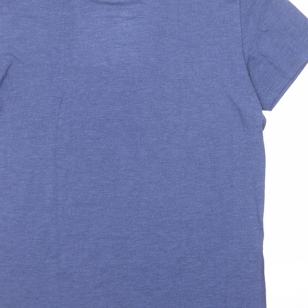 Marks and Spencer Mens Blue Polyester T-Shirt Size M Round Neck