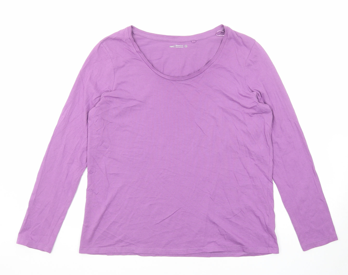 NEXT Womens Purple Cotton Basic T-Shirt Size 14 Boat Neck