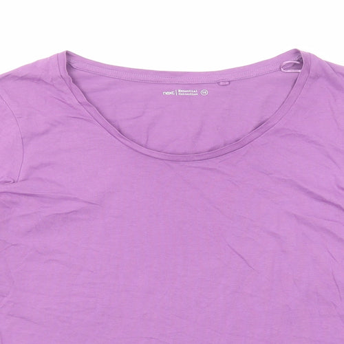 NEXT Womens Purple Cotton Basic T-Shirt Size 14 Boat Neck