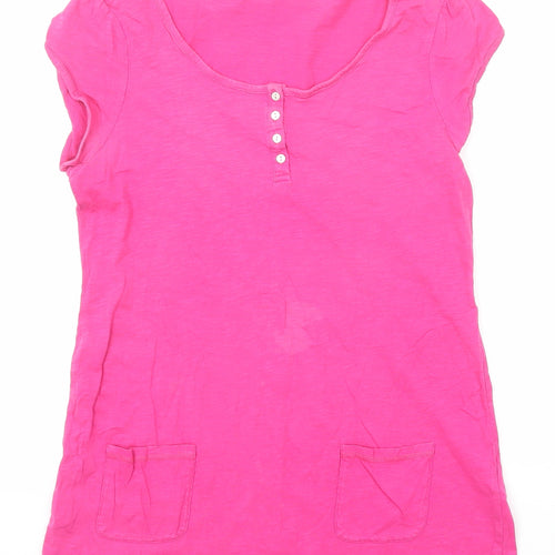 Monsoon Womens Pink Cotton Basic T-Shirt Size 12 Boat Neck