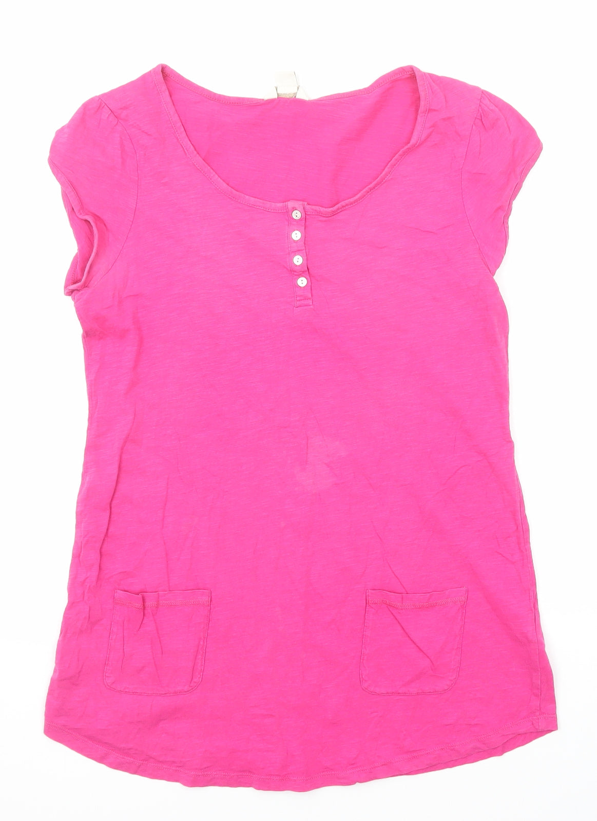 Monsoon Womens Pink Cotton Basic T-Shirt Size 12 Boat Neck