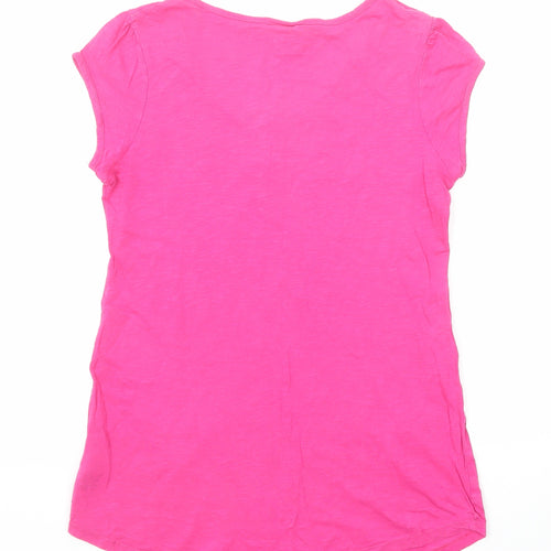 Monsoon Womens Pink Cotton Basic T-Shirt Size 12 Boat Neck