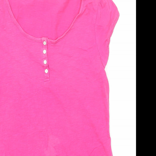 Monsoon Womens Pink Cotton Basic T-Shirt Size 12 Boat Neck
