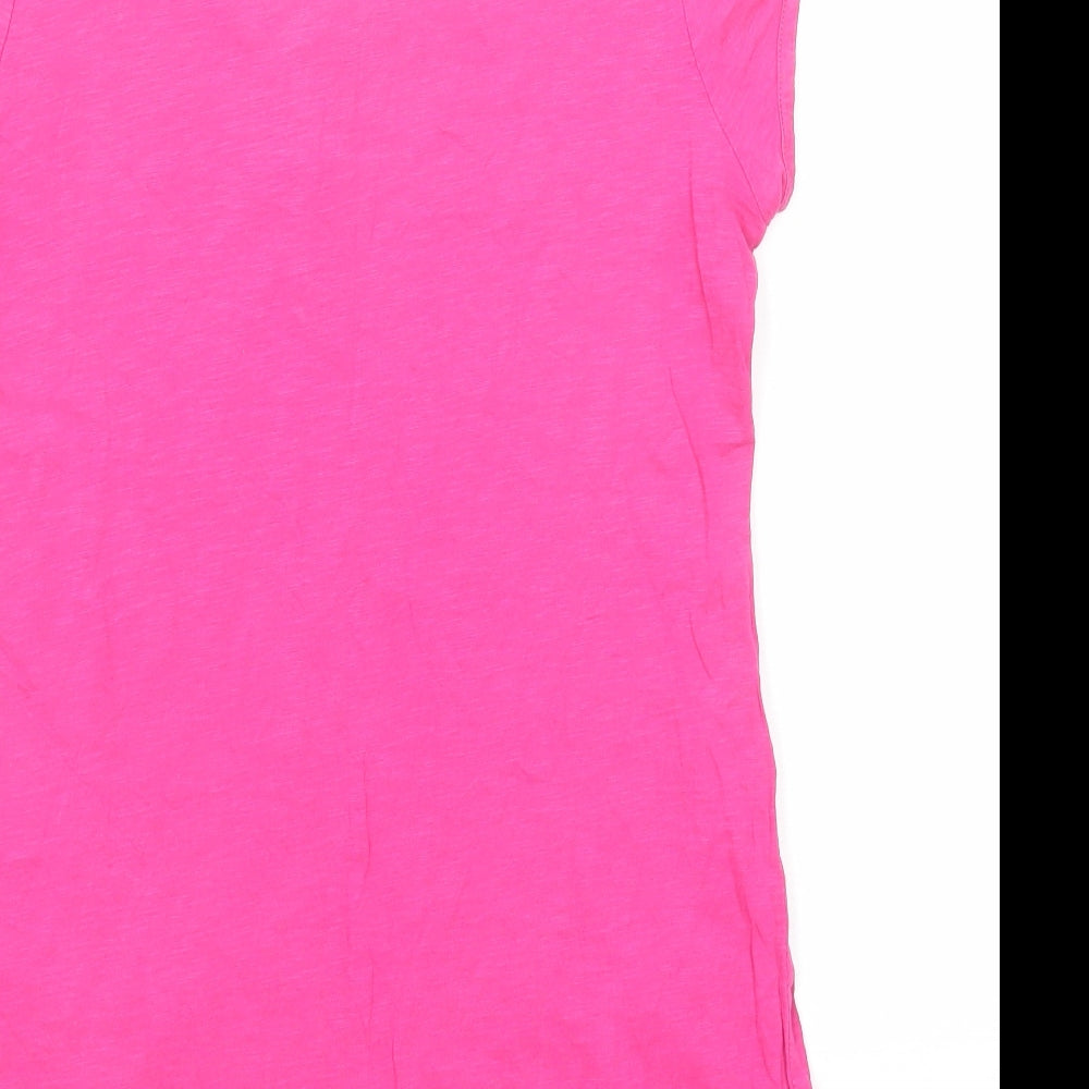 Monsoon Womens Pink Cotton Basic T-Shirt Size 12 Boat Neck