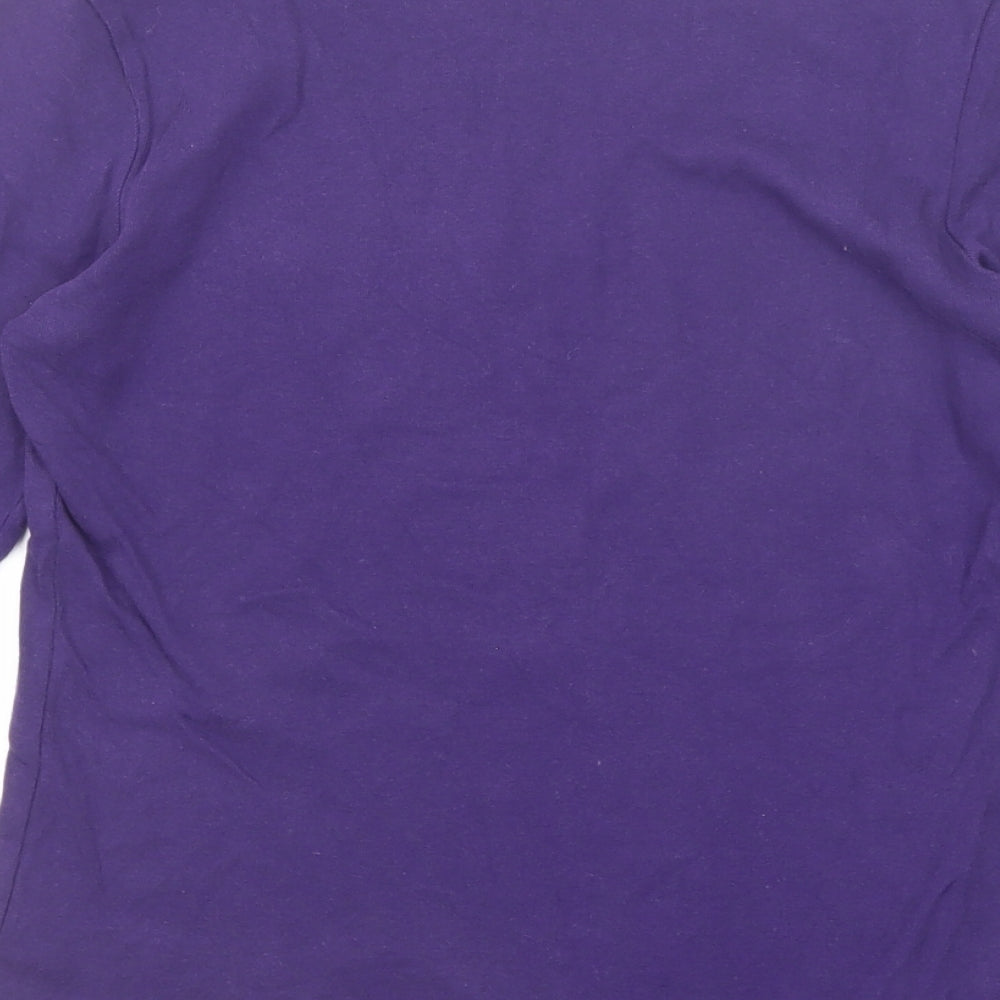 Marks and Spencer Womens Purple Cotton Basic T-Shirt Size 12 V-Neck