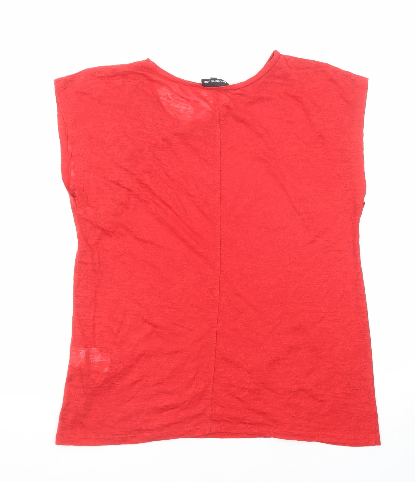 Warehouse Womens Red Polyester Basic Blouse Size 14 Boat Neck