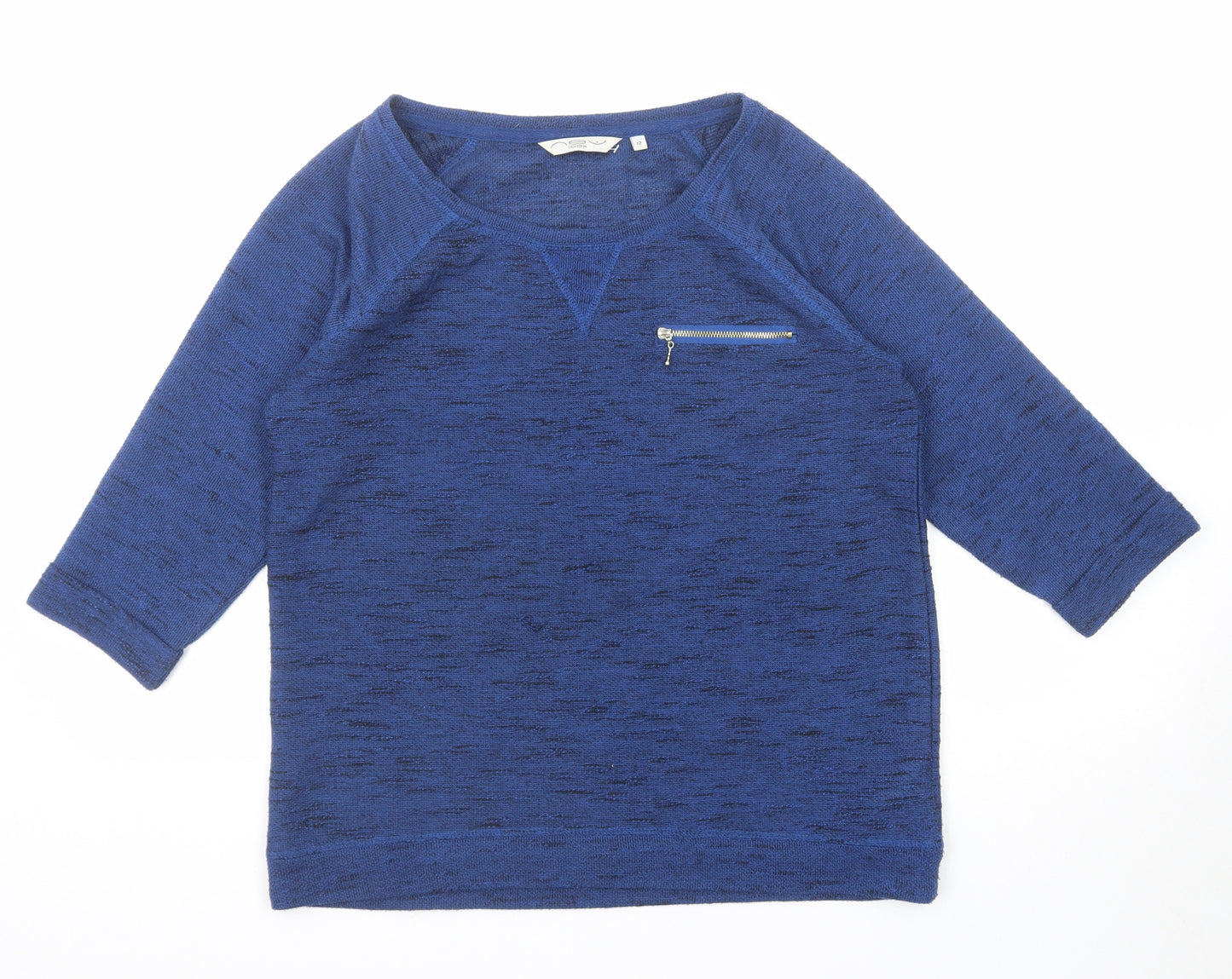 New Look Womens Blue Polyester Basic Blouse Size 12 Boat Neck - Marl