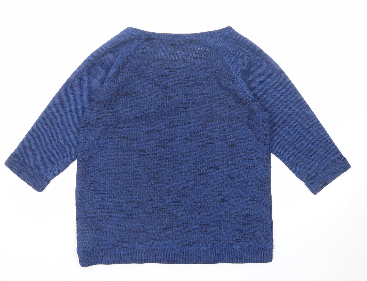 New Look Womens Blue Polyester Basic Blouse Size 12 Boat Neck - Marl