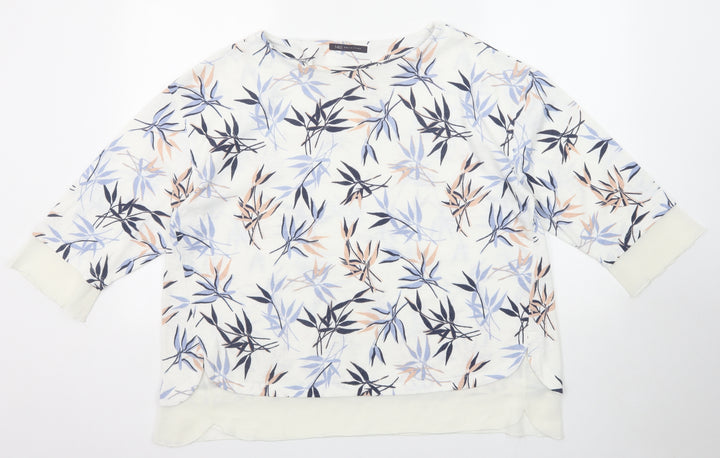 Marks and Spencer Womens White Geometric Polyester Basic Blouse Size 18 Boat Neck