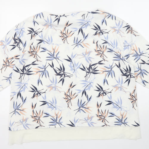 Marks and Spencer Womens White Geometric Polyester Basic Blouse Size 18 Boat Neck