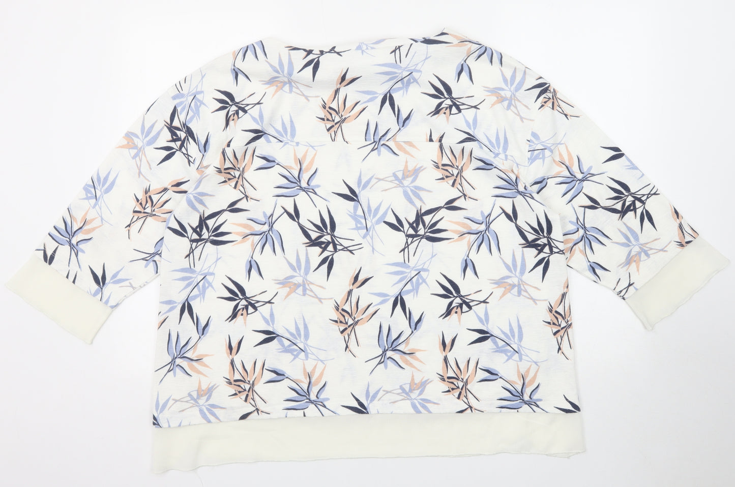 Marks and Spencer Womens White Geometric Polyester Basic Blouse Size 18 Boat Neck