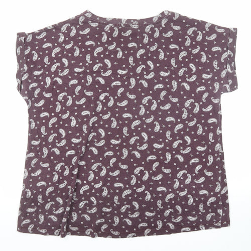 Capsule Womens Purple Paisley Cotton Basic T-Shirt Size 20 Round Neck