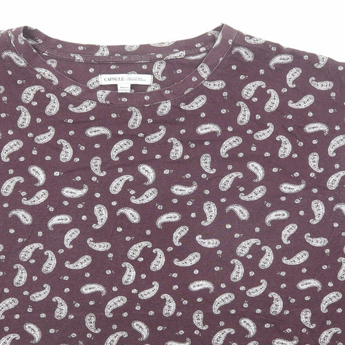 Capsule Womens Purple Paisley Cotton Basic T-Shirt Size 20 Round Neck
