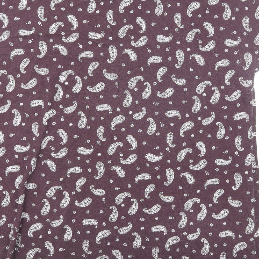 Capsule Womens Purple Paisley Cotton Basic T-Shirt Size 20 Round Neck