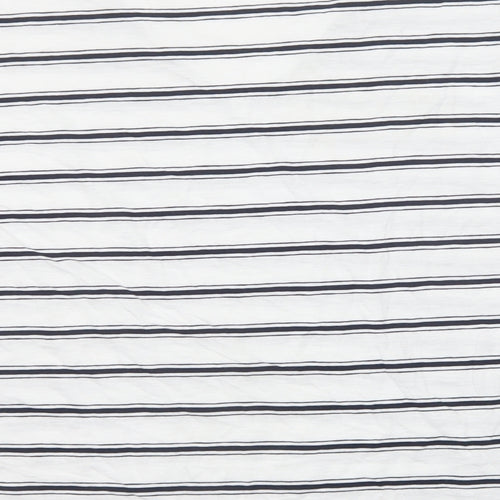 Marks and Spencer Womens White Striped Cotton Basic T-Shirt Size 24 V-Neck