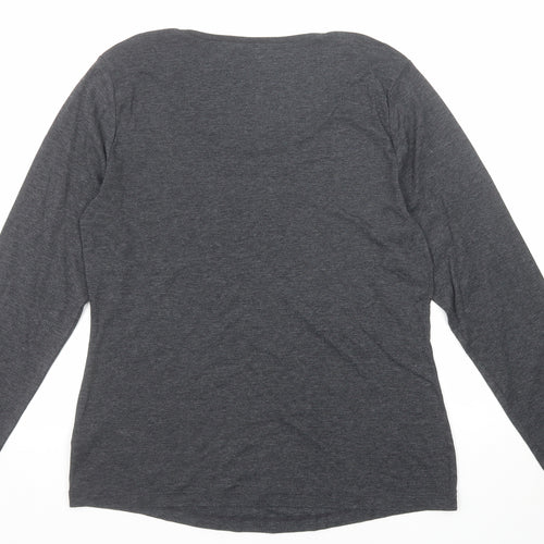 BHS Womens Grey Cotton Basic T-Shirt Size 18 Round Neck
