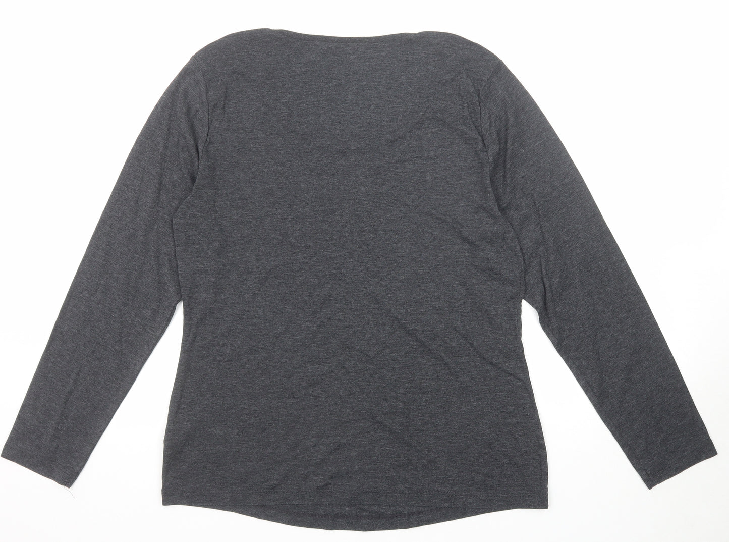 BHS Womens Grey Cotton Basic T-Shirt Size 18 Round Neck