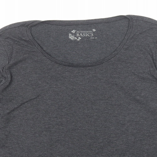 BHS Womens Grey Cotton Basic T-Shirt Size 18 Round Neck