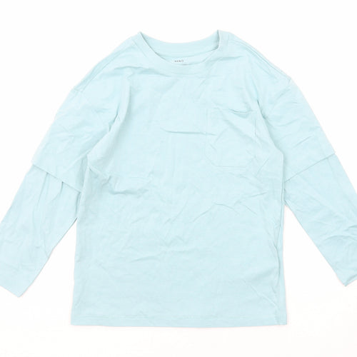 Marks and Spencer Boys Blue Cotton Basic T-Shirt Size 6-7 Years Crew Neck Pullover