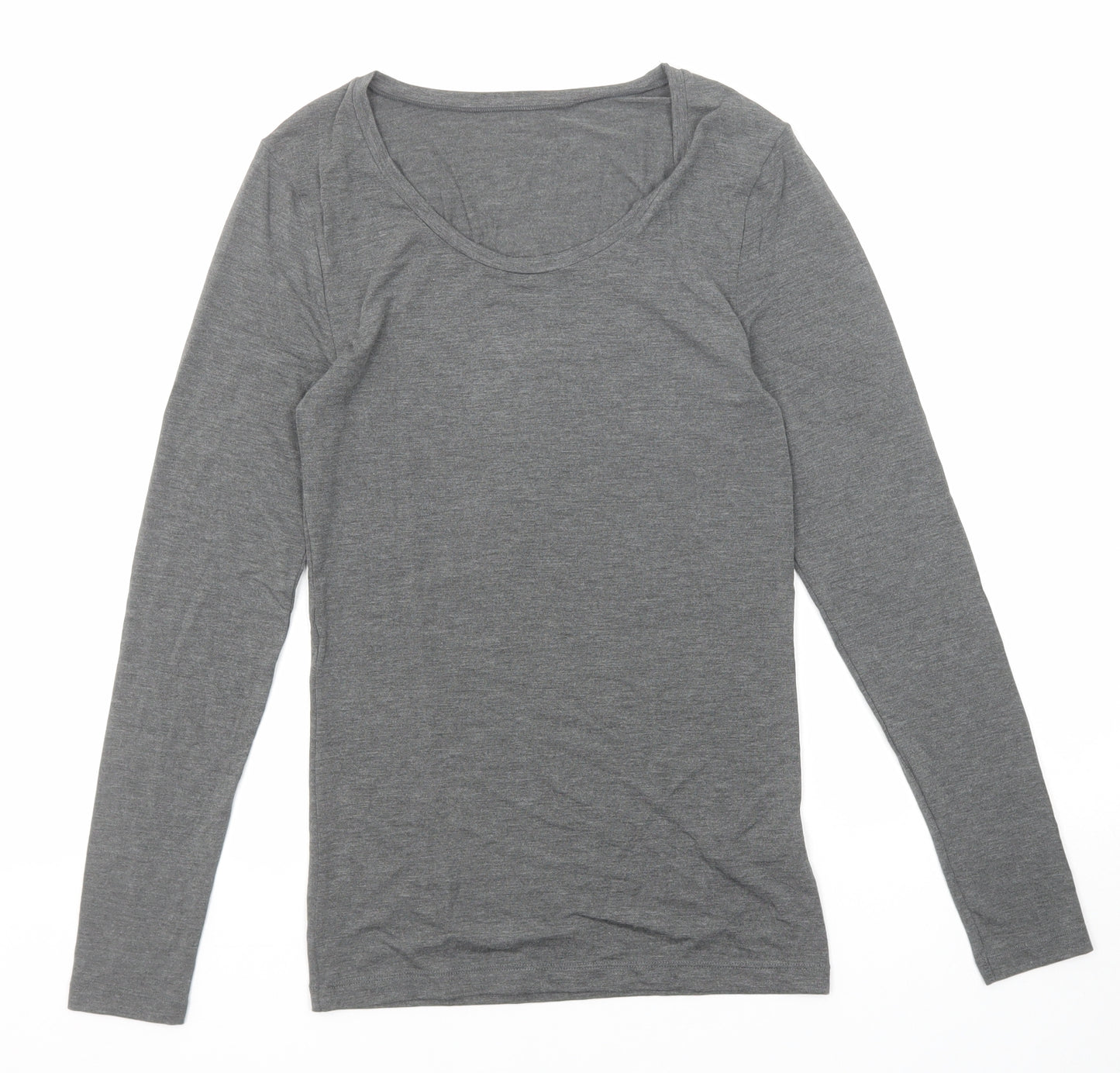 Marks and Spencer Womens Grey Acrylic Basic T-Shirt Size 12 Scoop Neck
