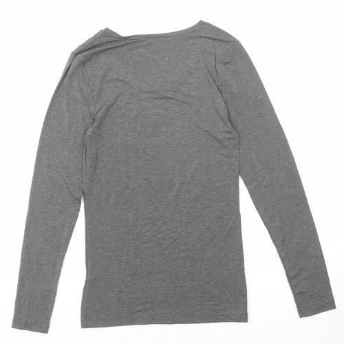Marks and Spencer Womens Grey Acrylic Basic T-Shirt Size 12 Scoop Neck