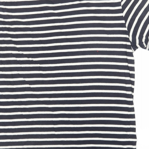 Topman Mens Blue Striped Cotton T-Shirt Size S Round Neck