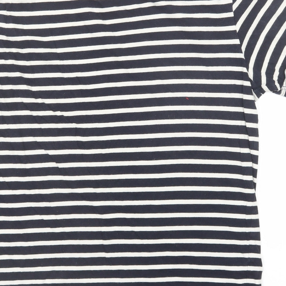 Topman Mens Blue Striped Cotton T-Shirt Size S Round Neck