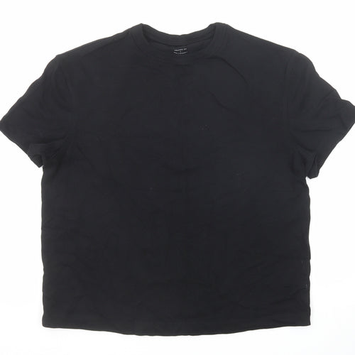 Marks and Spencer Womens Black Cotton Basic T-Shirt Size L Crew Neck