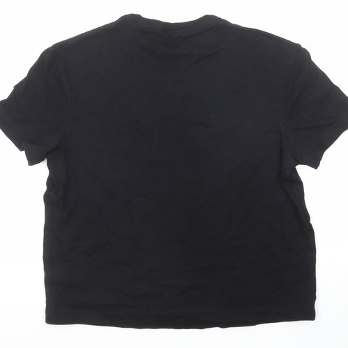 Marks and Spencer Womens Black Cotton Basic T-Shirt Size L Crew Neck
