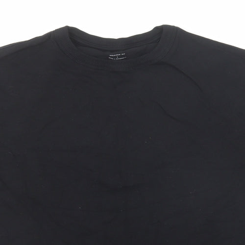 Marks and Spencer Womens Black Cotton Basic T-Shirt Size L Crew Neck