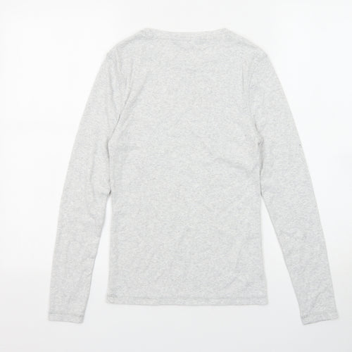 Marks and Spencer Womens Grey Polyester Basic T-Shirt Size 8 Round Neck