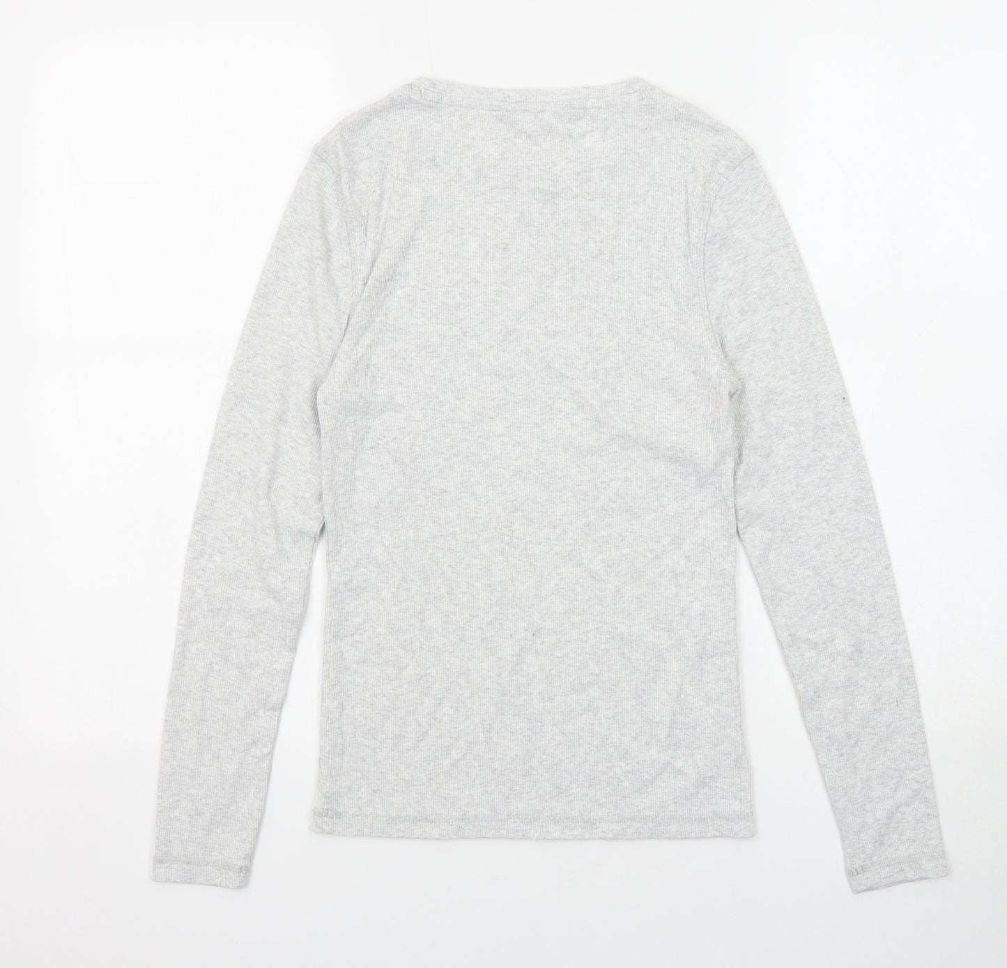 Marks and Spencer Womens Grey Polyester Basic T-Shirt Size 8 Round Neck