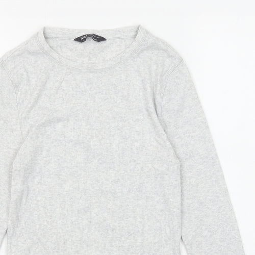 Marks and Spencer Womens Grey Polyester Basic T-Shirt Size 8 Round Neck