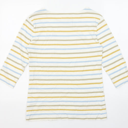 Seasalt Womens Multicoloured Striped Cotton Basic T-Shirt Size 8 Round Neck