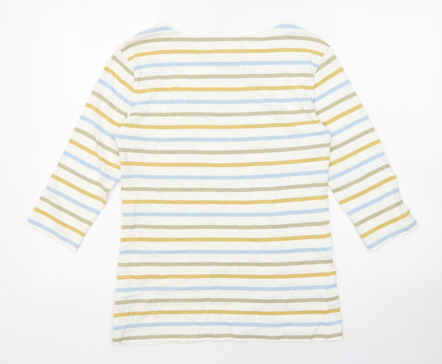 Seasalt Womens Multicoloured Striped Cotton Basic T-Shirt Size 8 Round Neck