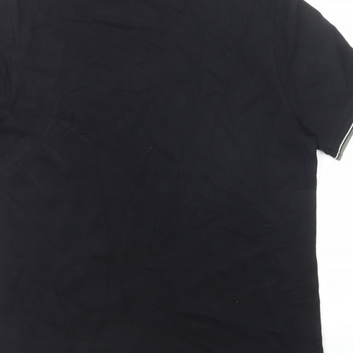 Marks and Spencer Mens Black Cotton Polo Size M Collared Button