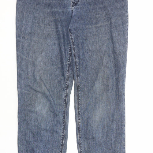 Atelier Womens Blue Cotton Straight Jeans Size 12 Regular Zip