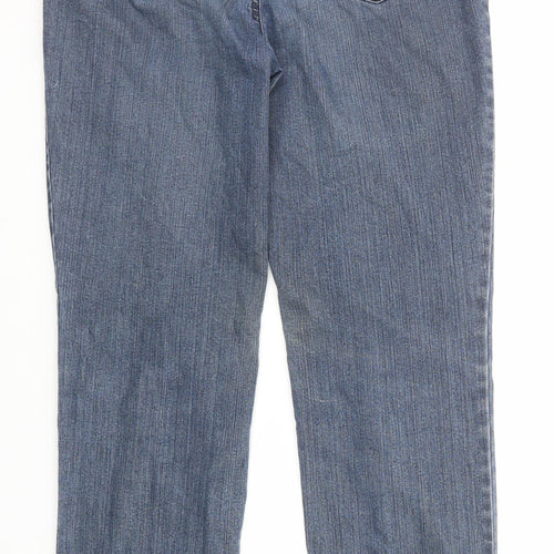 Atelier Womens Blue Cotton Straight Jeans Size 12 Regular Zip