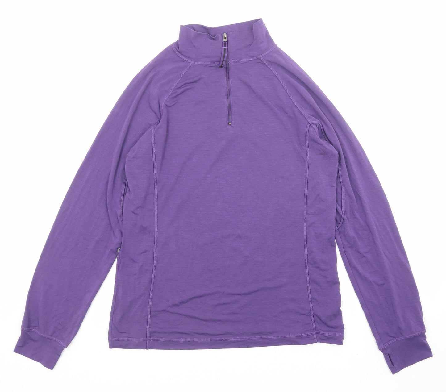 Thermo Layer Womens Purple Viscose Pullover T-Shirt Size L High Neck Zip