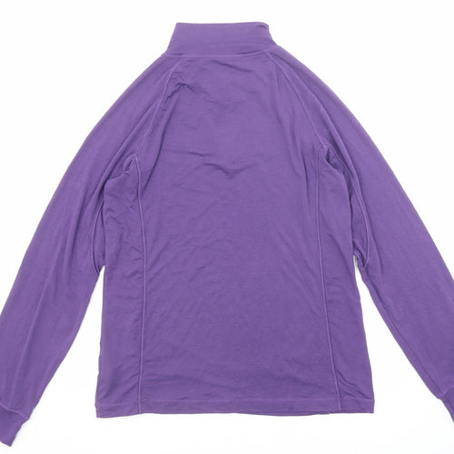 Thermo Layer Womens Purple Viscose Pullover T-Shirt Size L High Neck Zip