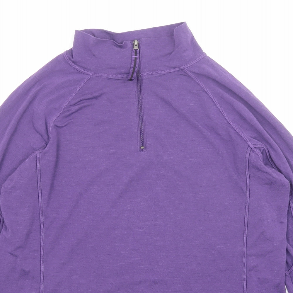 Thermo Layer Womens Purple Viscose Pullover T-Shirt Size L High Neck Zip