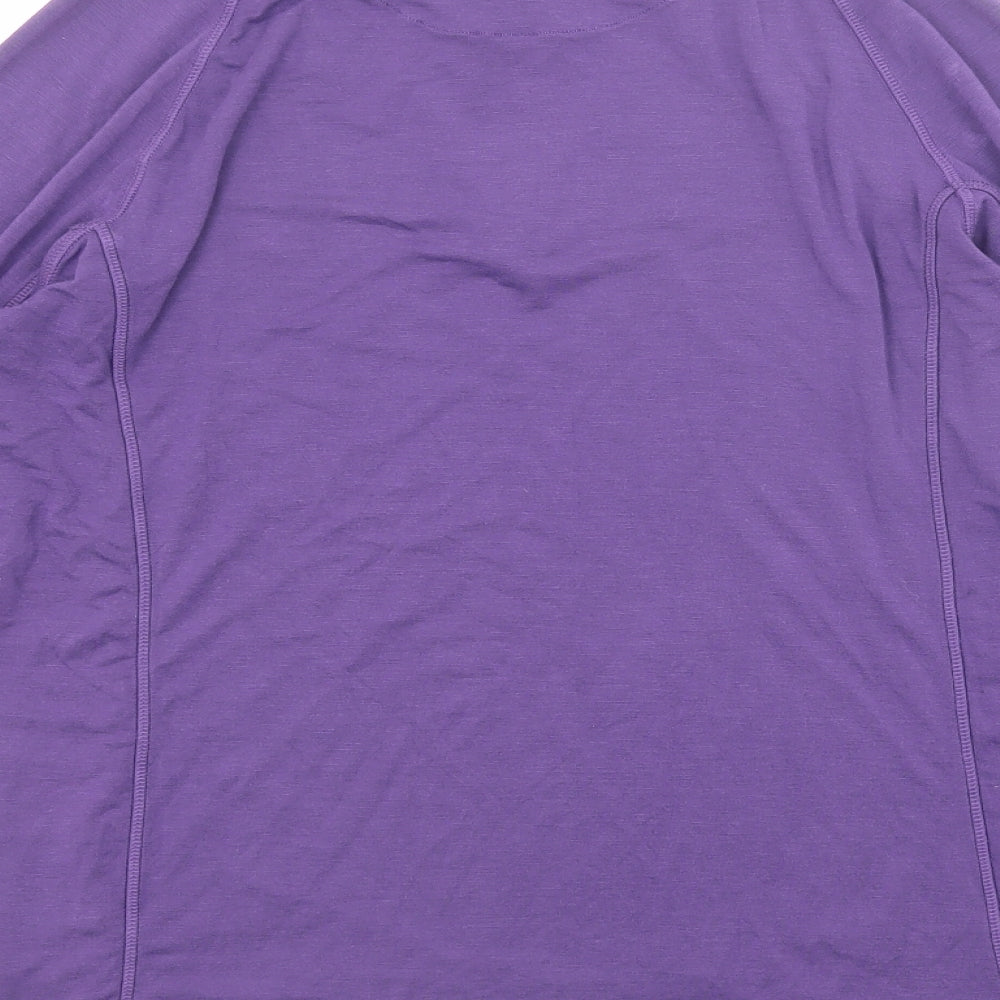 Thermo Layer Womens Purple Viscose Pullover T-Shirt Size L High Neck Zip