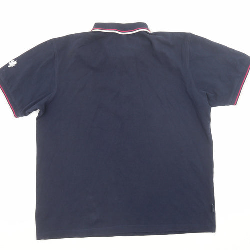 Lambretta Mens Blue Cotton Polo Size L Collared Button