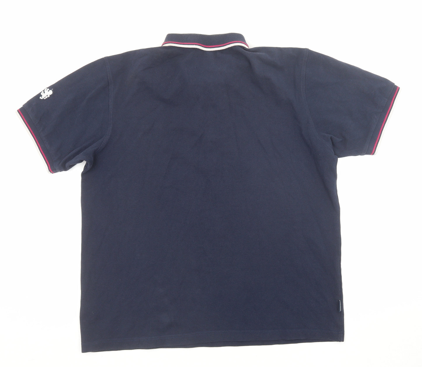 Lambretta Mens Blue Cotton Polo Size L Collared Button