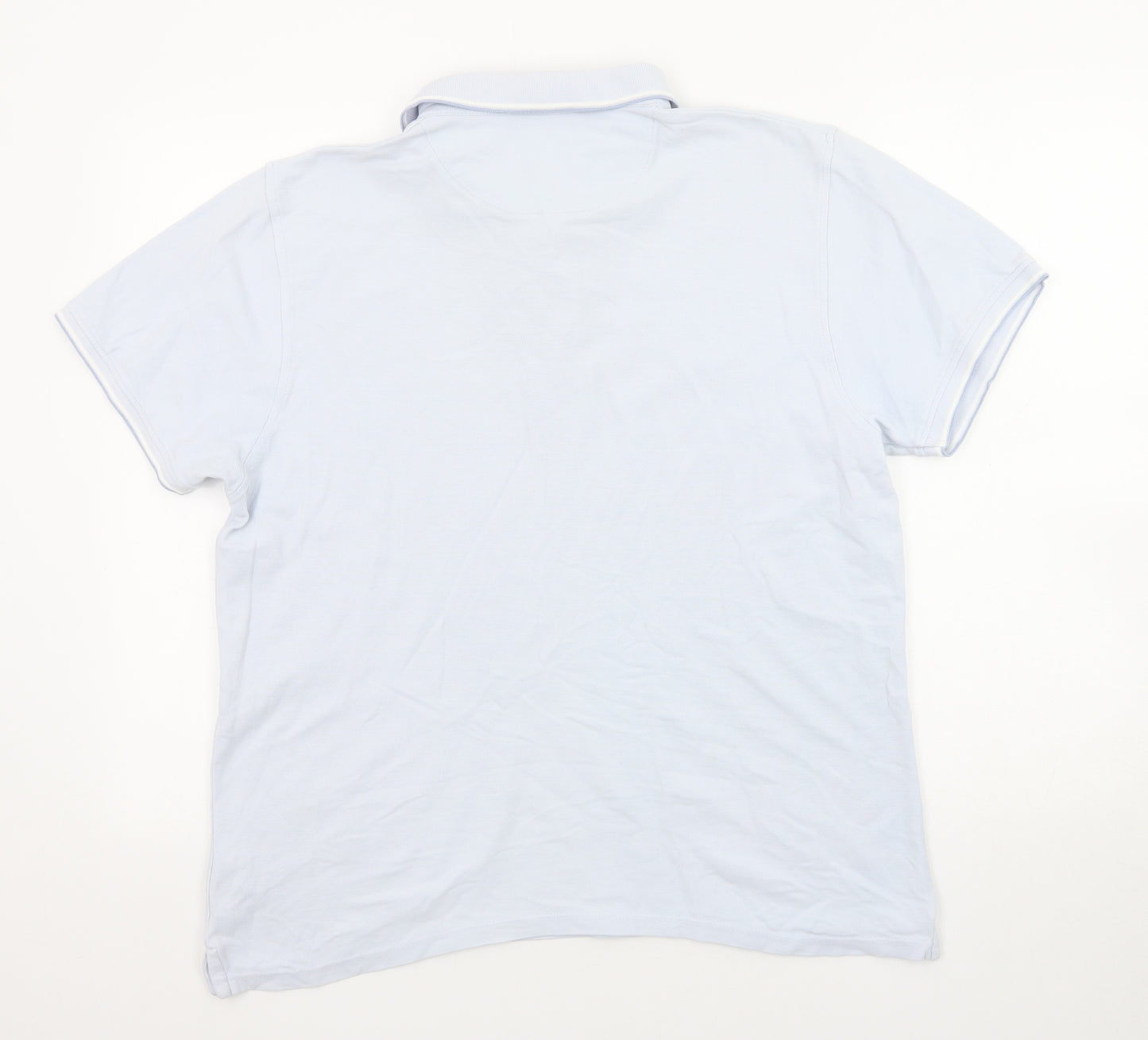 Red Herring Mens Blue Cotton Polo Size L Collared Button