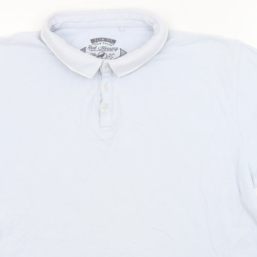 Red Herring Mens Blue Cotton Polo Size L Collared Button