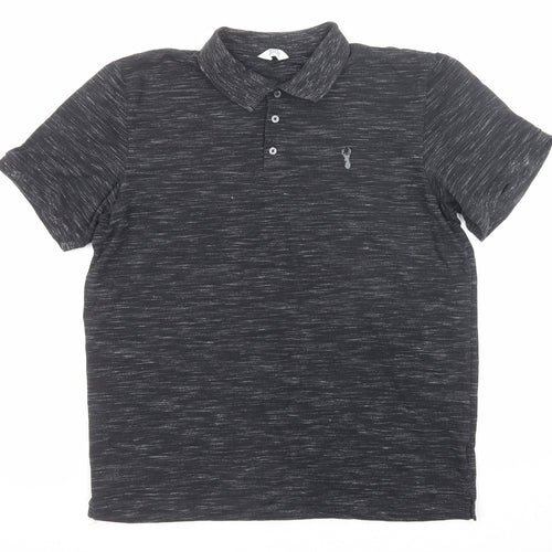 NEXT Mens Black Cotton Polo Size L Collared Button
