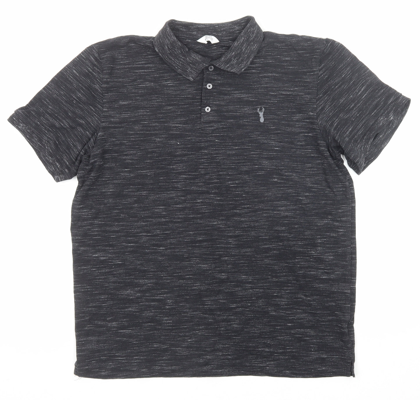 NEXT Mens Black Cotton Polo Size L Collared Button